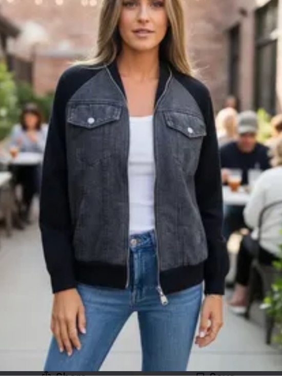 ShopEvelynne Jackets & Blazers - Black & Charcoal Denim Bomber Jacket